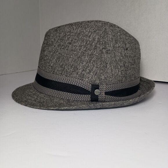 Vintage Stetson Gray Wool Tweed Fedora Hat Size 7 3/8 Cap Sherlock Holmes - Picture 5 of 15